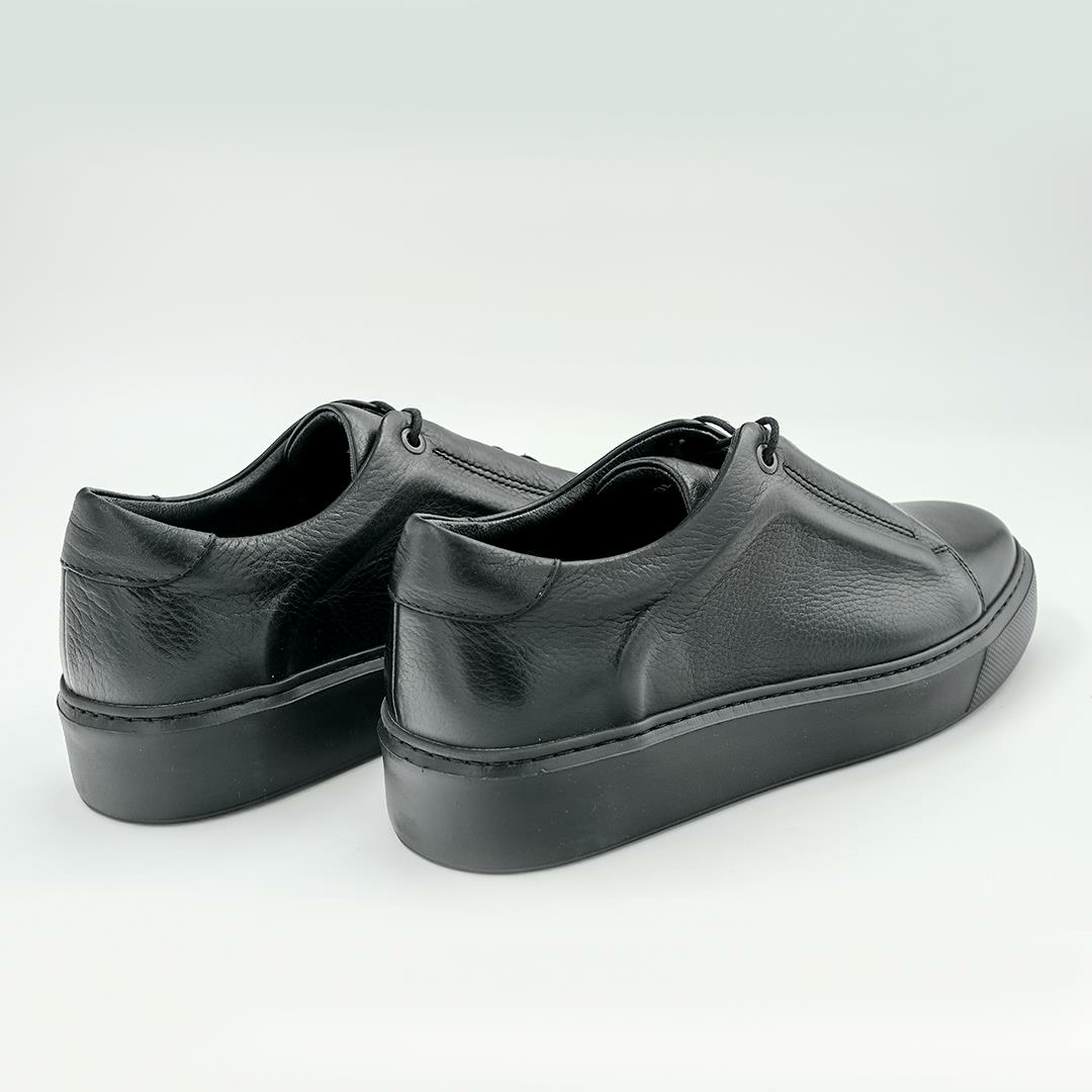 1885-6  Erkek Sneakers Deri Ayakkabı Siyah - 44