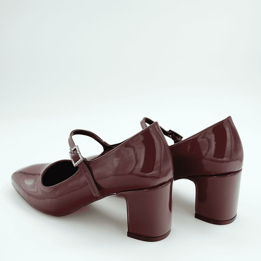 451079 Kadın Topuklu Ayakkabı (7cm) Bordo Rugan - 40