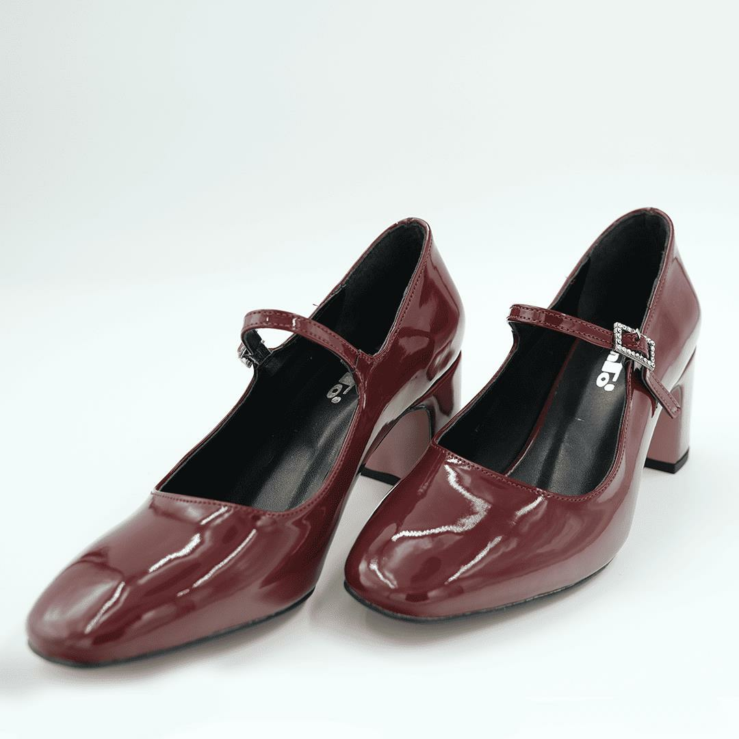 451079 Kadın Topuklu Ayakkabı (7cm) Bordo Rugan - 40