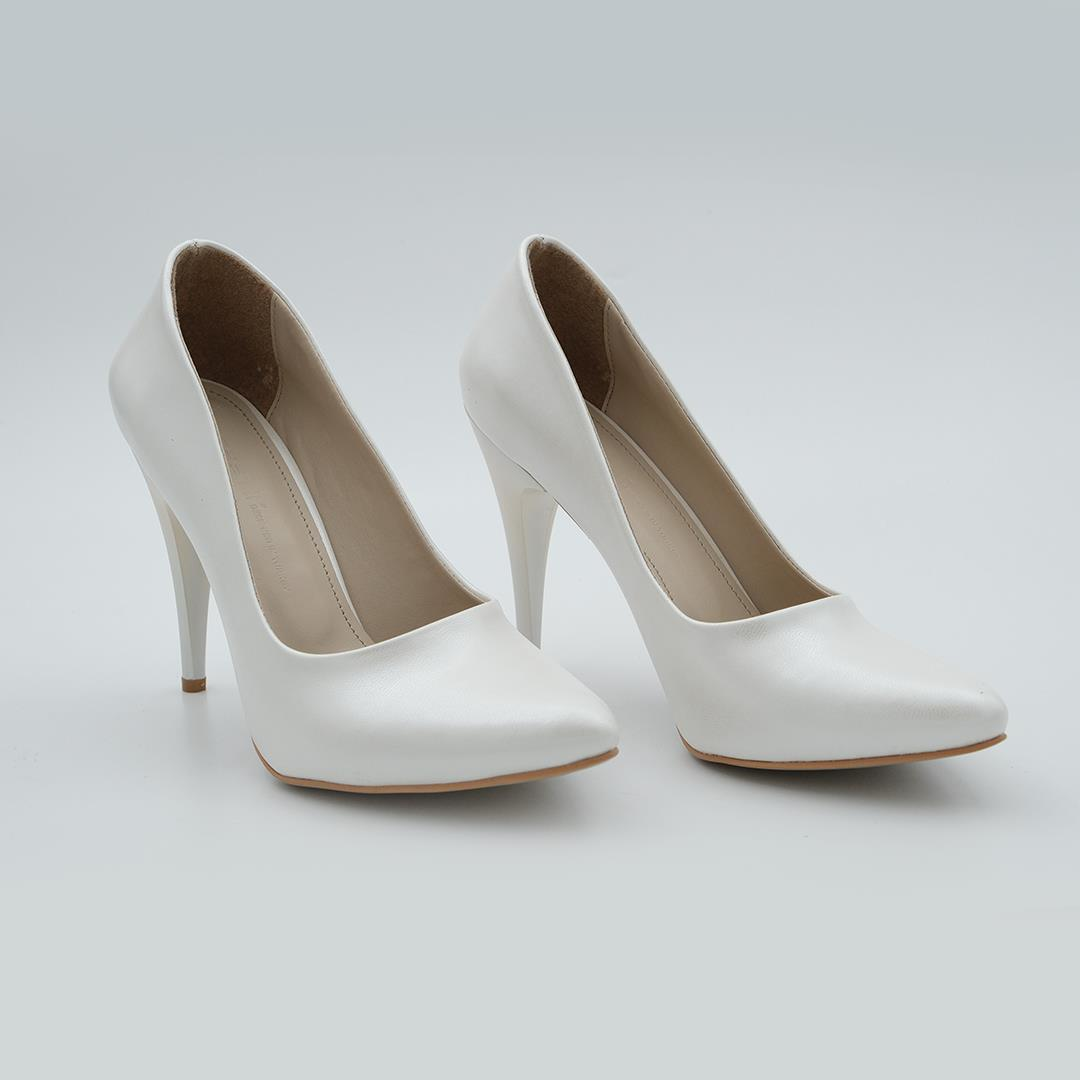100 Stiletto Kadın Ayakkabı Sedef Beyaz - 39