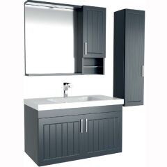 Arya 80 Cm Lake Kapaklı Mdf Banyo Dolabı