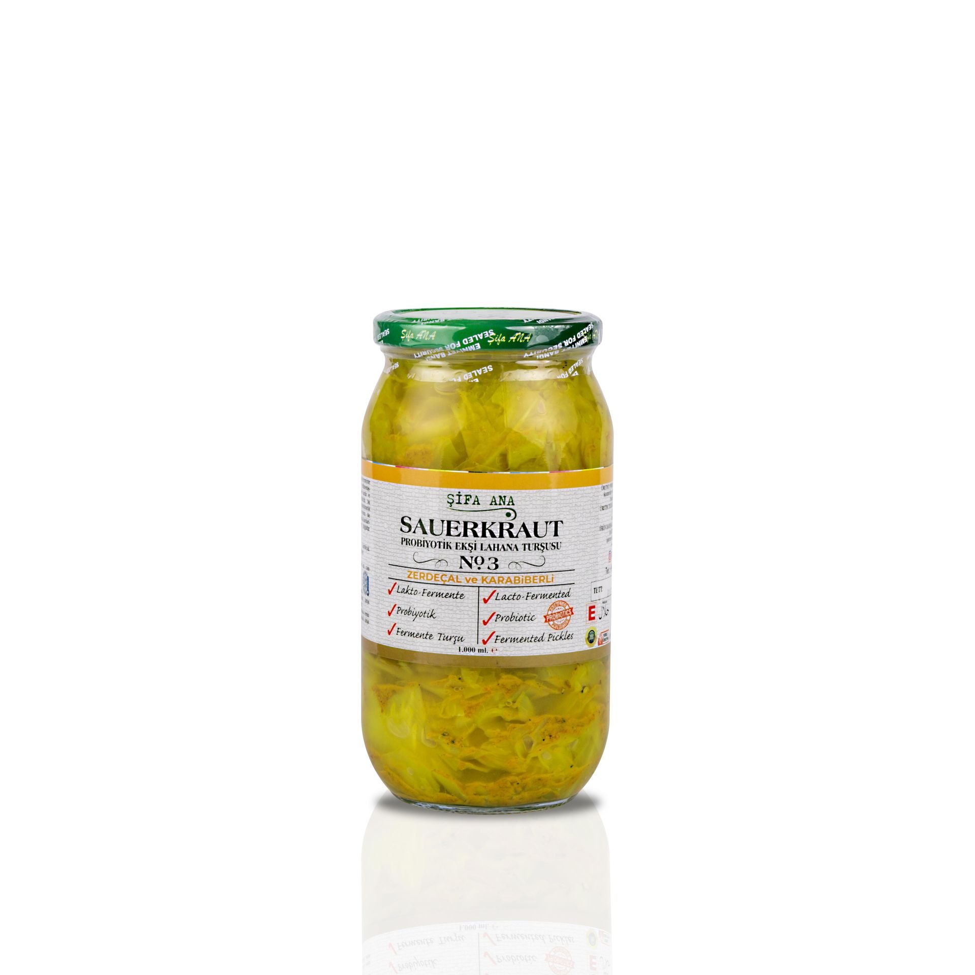 Sauerkraut (Ekşi Lahana Turşusu) No3 Zerdeçallı (1000cc.)