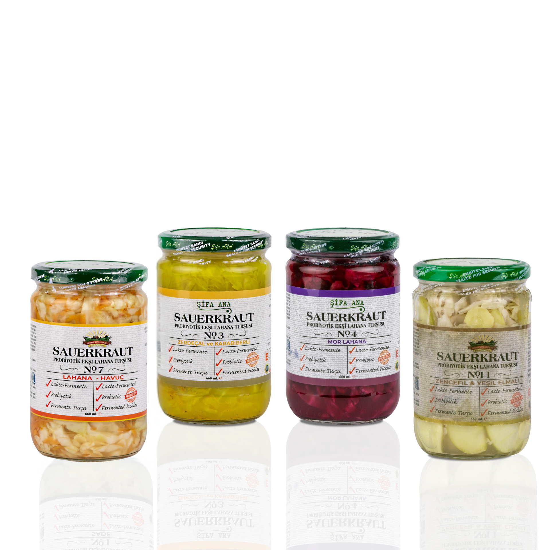 4 Adet Probiyotik Sauerkraut Turşu Çeşitleri (4x660CC)