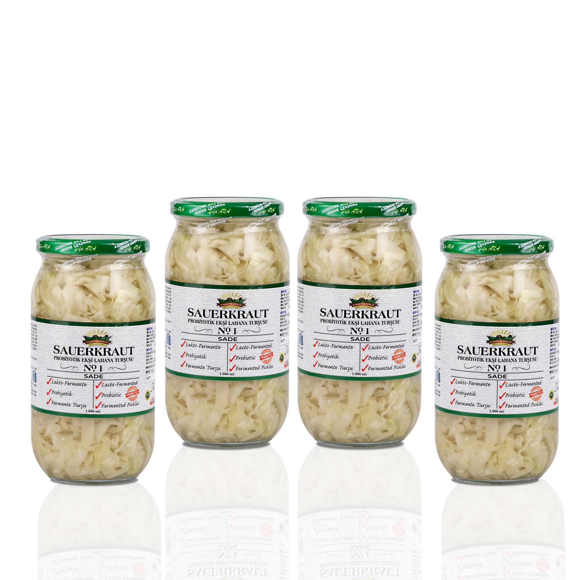 4 Adet Probiyotik Sade Sauerkraut Turşu (4X1000CC)