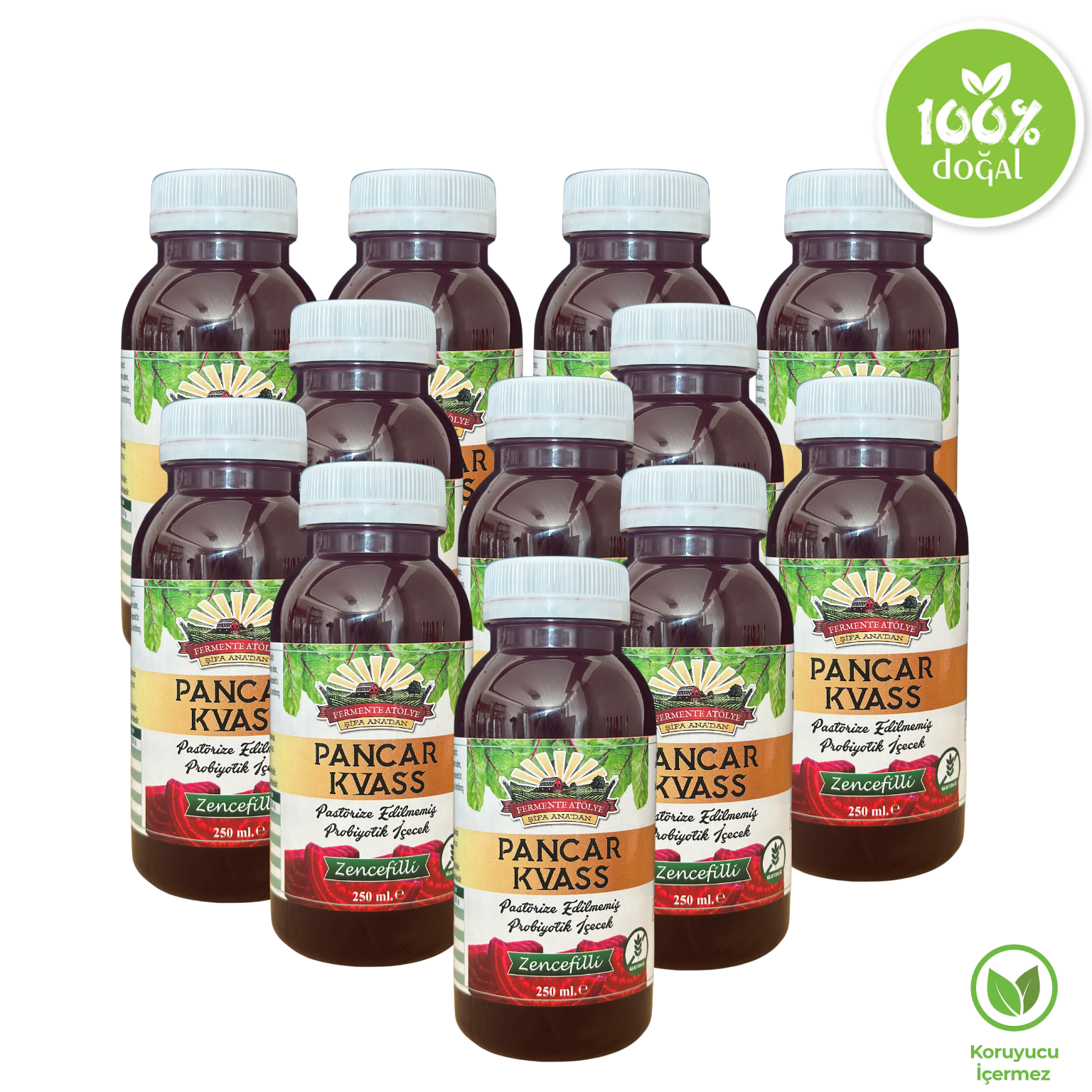 12 Adet Zencefilli Pancar Kvass (250ml.)
