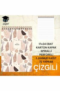 17X24 CM ÇİZGİLİ 72 YAPRAK ÜSTTEN AÇILIR KARTON KAPAK TELLİ DEFTER BEYAZ SAYFA 1.HAMUR KAĞIT PERFORE