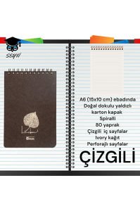 A6 (10X15 cm) ÇİZGİLİ 80 YAPRAK ÜSTTEN TELLİ DEFTER KARTON KAPAK KREM RENK KAĞIT 1.HAMUR NOT DEFTERİ