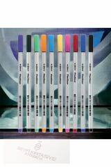 10 Renk 0.4 Mm Ince Uçlu Tükenmez Kalem Fineliner Plastik Kutulu Keçe Uç