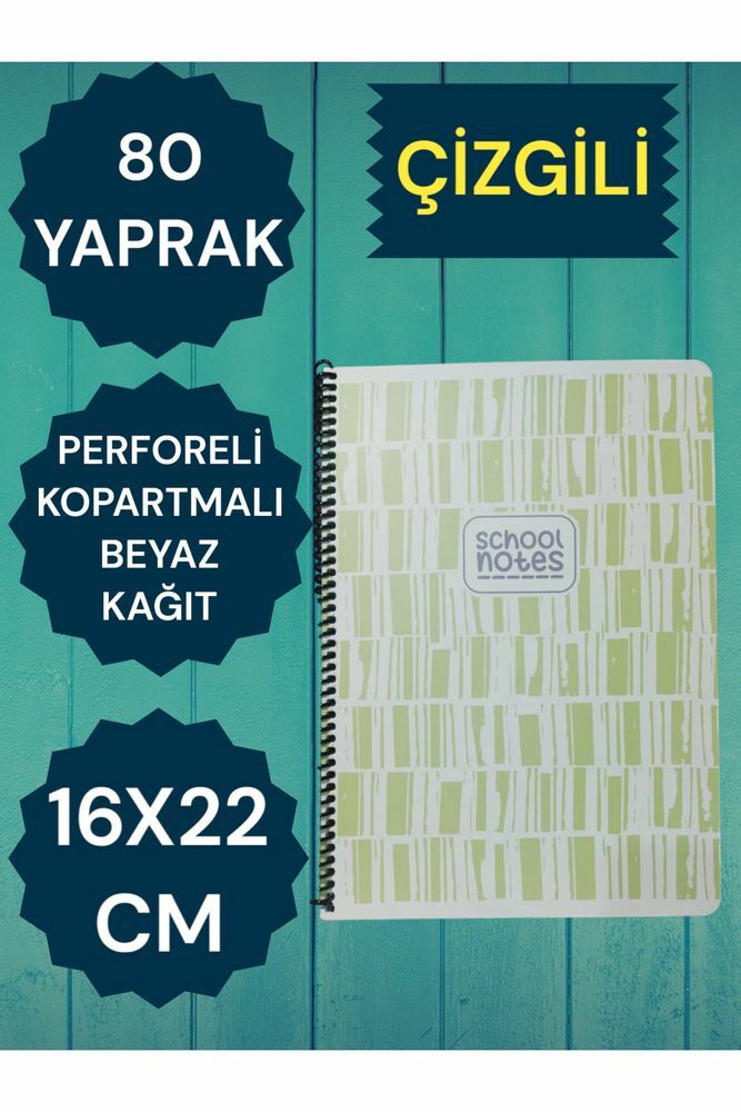 ÇİZGİLİ 16X22 80 YAPRAK TELLİ DEFTER KARTON KAPAK PERFORELİ