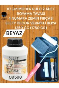 Selfy Decor 1250 Cc (1750 Gr) Akrilik Kendinden Vernikli Dolap Boyama Seti rulo fırça tava zımpara