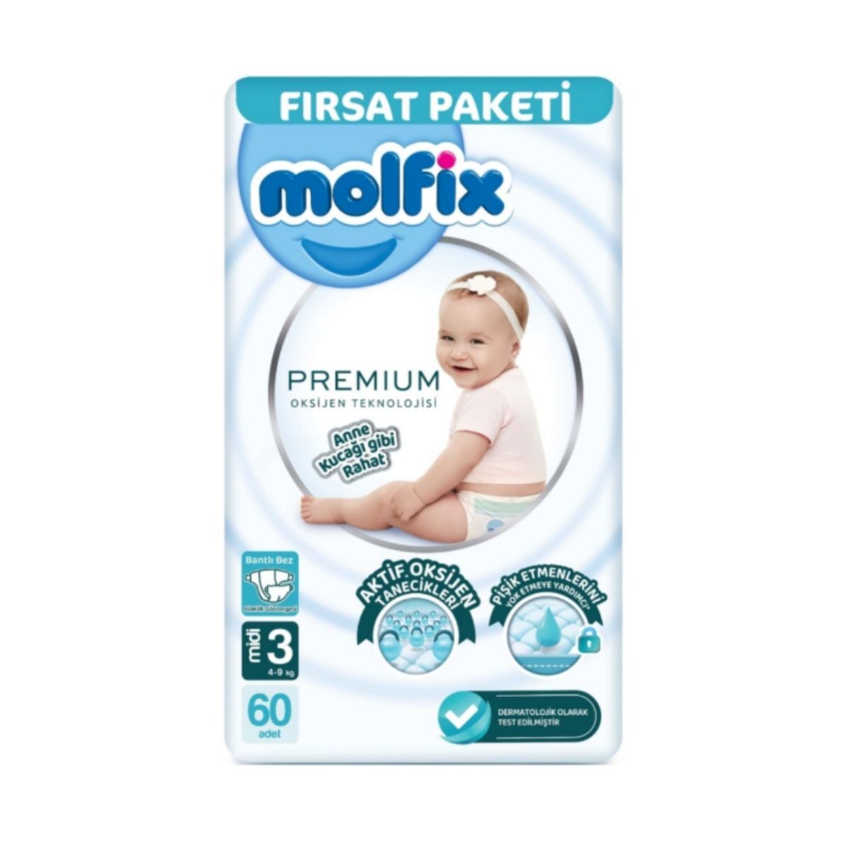Molfix Premium Bebek Bezi Fırsat Paketi 3 Beden 4-9 Kg 60 Adet