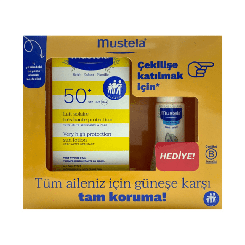 Mustela Güneş Kremi 200ml Spf50+ Hydra Bebe Vücut Losyonu Hediyeli