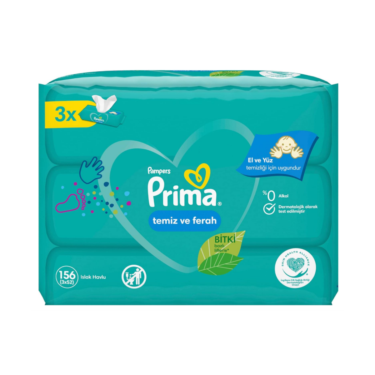 Prima Temiz ve Ferah 3'lü Islak Havlu 3x52