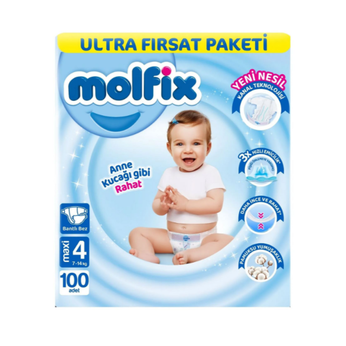 Molfix Ultra Fırsat Paketi Cırtlı Bebek Bezi 4 maxi 100 adet