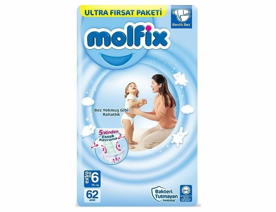 Molfix Ultra Fırsat Paketi Cırtlı Bebek Bezi 6 extra large 62 adet