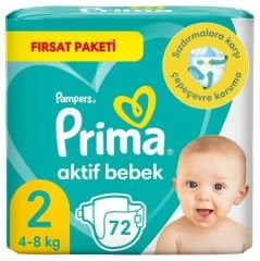 Prima Aktif Bebek Fırsat Paketi Cırtlı Bebek Bezi 2 (Mini) Beden-72 Adet