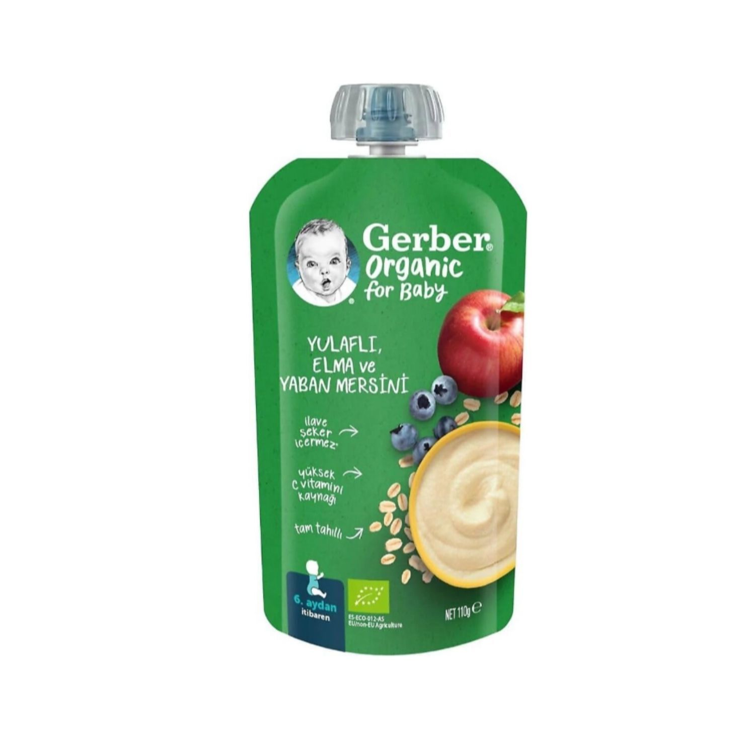 Gerber Organik Yulaflı Elmalı Yaban Mersini Püresi
