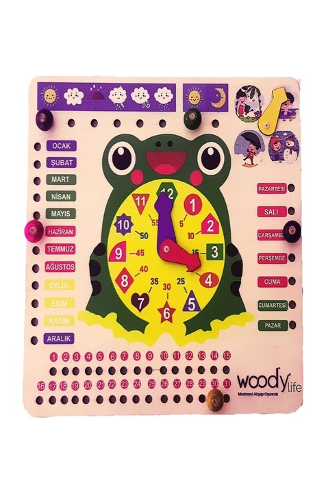 Woodylife Ahşap Saat Mevsimler, Aylar, Günler Oyuncak 2198