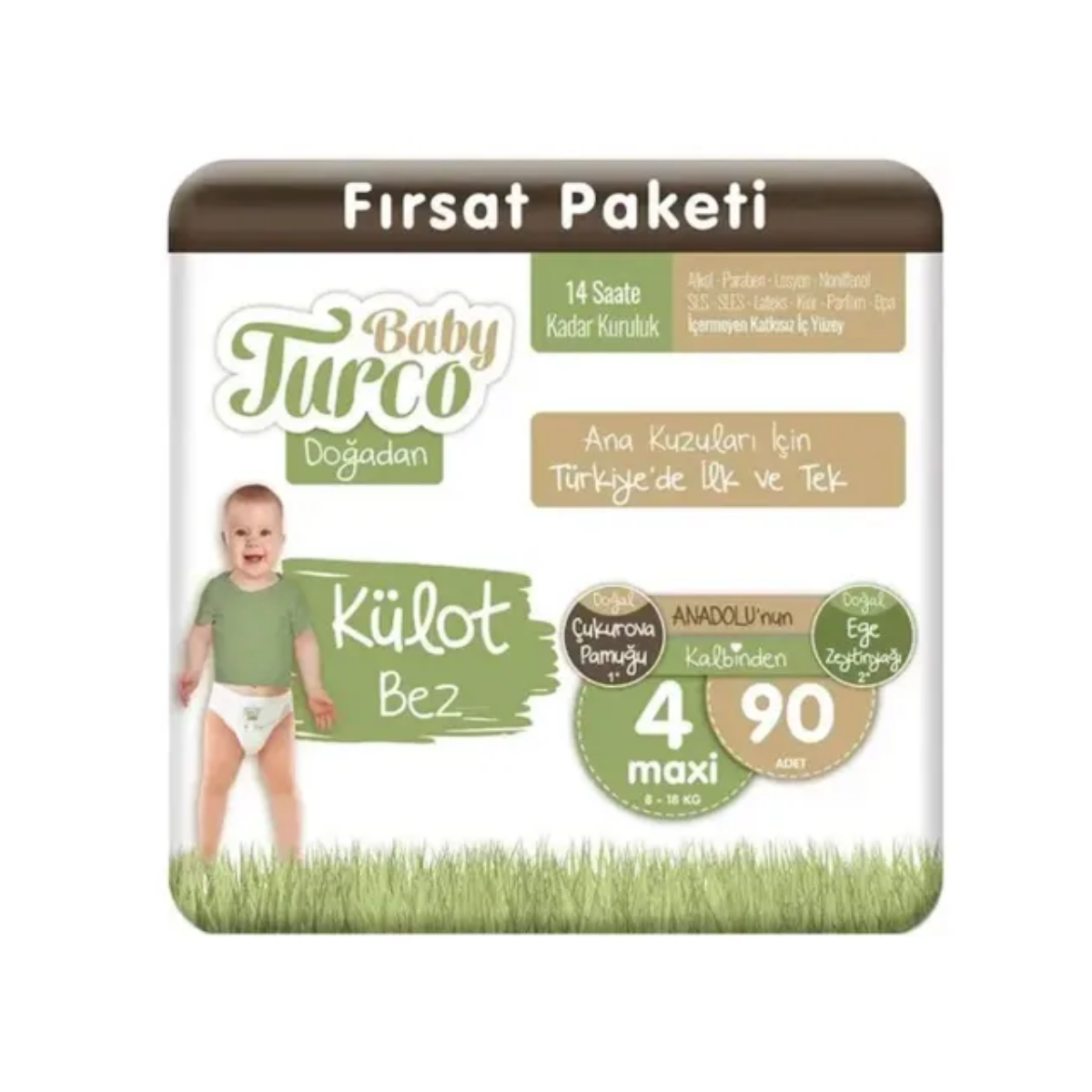 Babyturco Avantaj Külot Bebek Bezi Doğadan 4 (Maxi) Beden-90 Adet