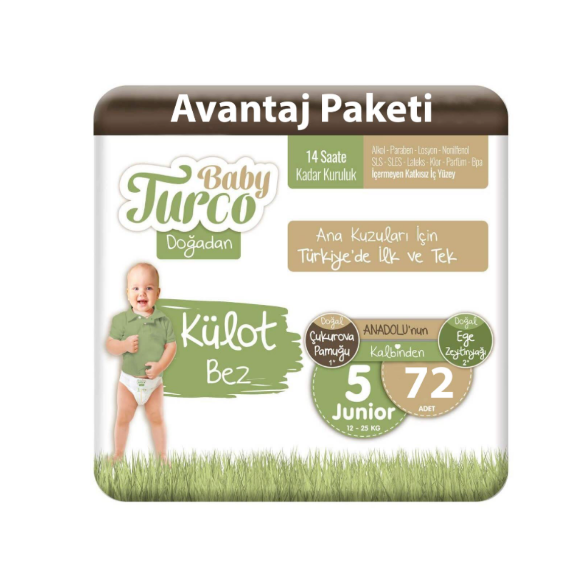 Babyturco Avantaj Külot Bebek Bezi Doğadan 5 (Junıor) Beden-72 Adet