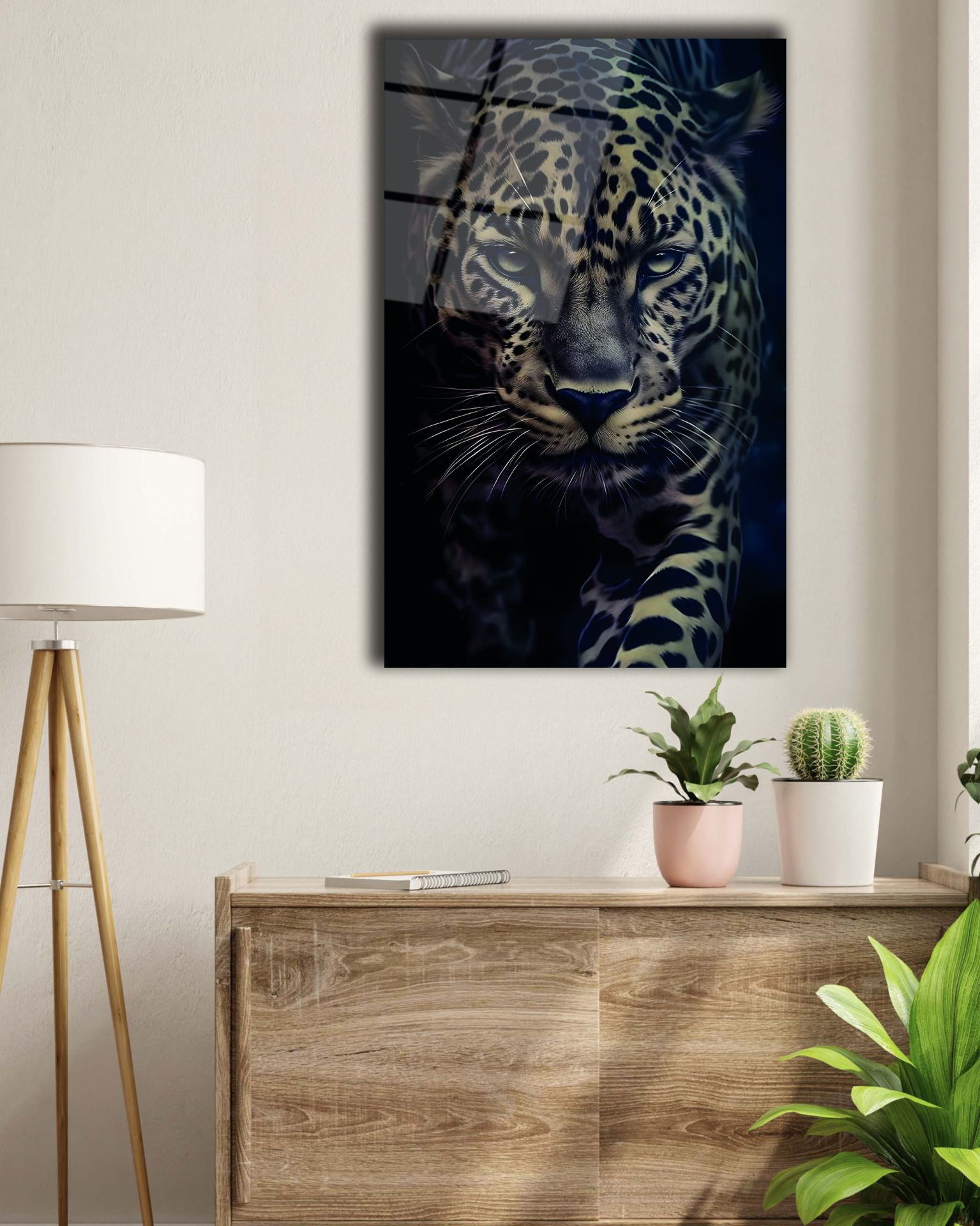 Koyu Leopar Cam Tablo