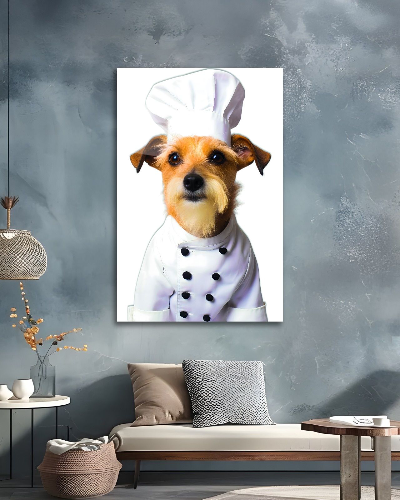 Aşçı Köpek Cam Tablo