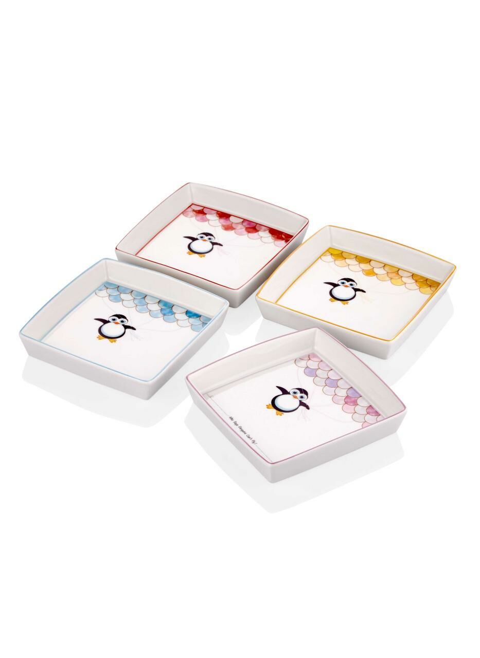 PENGUIN 4'LÜ KARE TATLI TABAK 14CM