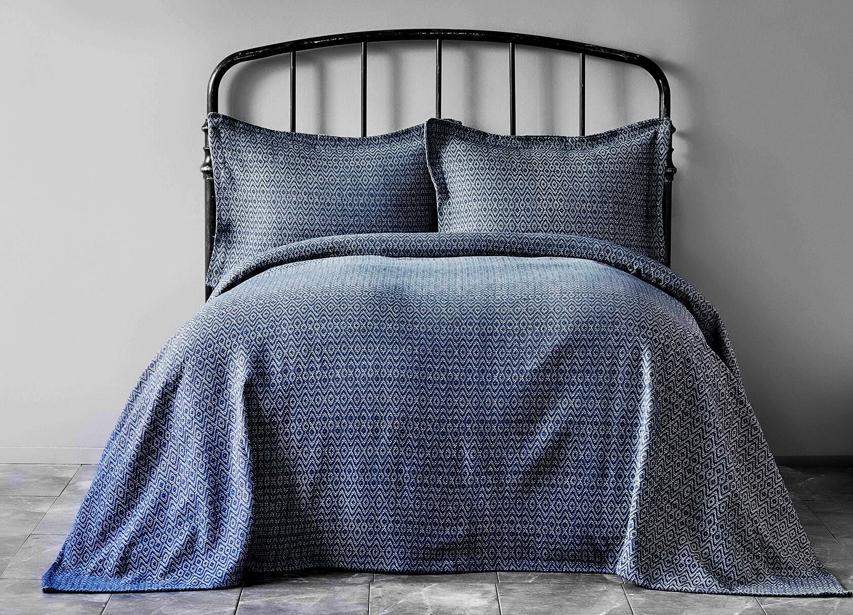 BROOKS KOYU INDIGO ÇİFT KİŞİLİK YATAK ÖRTÜSÜ SETİ
