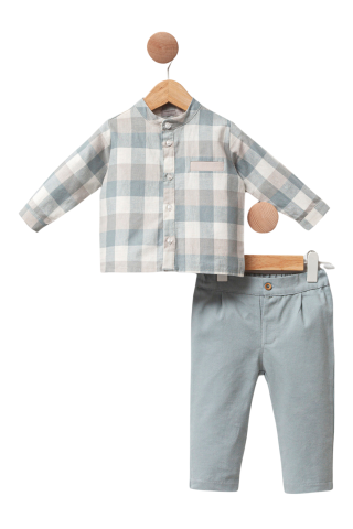 Mini Groom Erkek Bebek 2'li Takım Pantolon Gömlek 6-9-12-18 Ay
