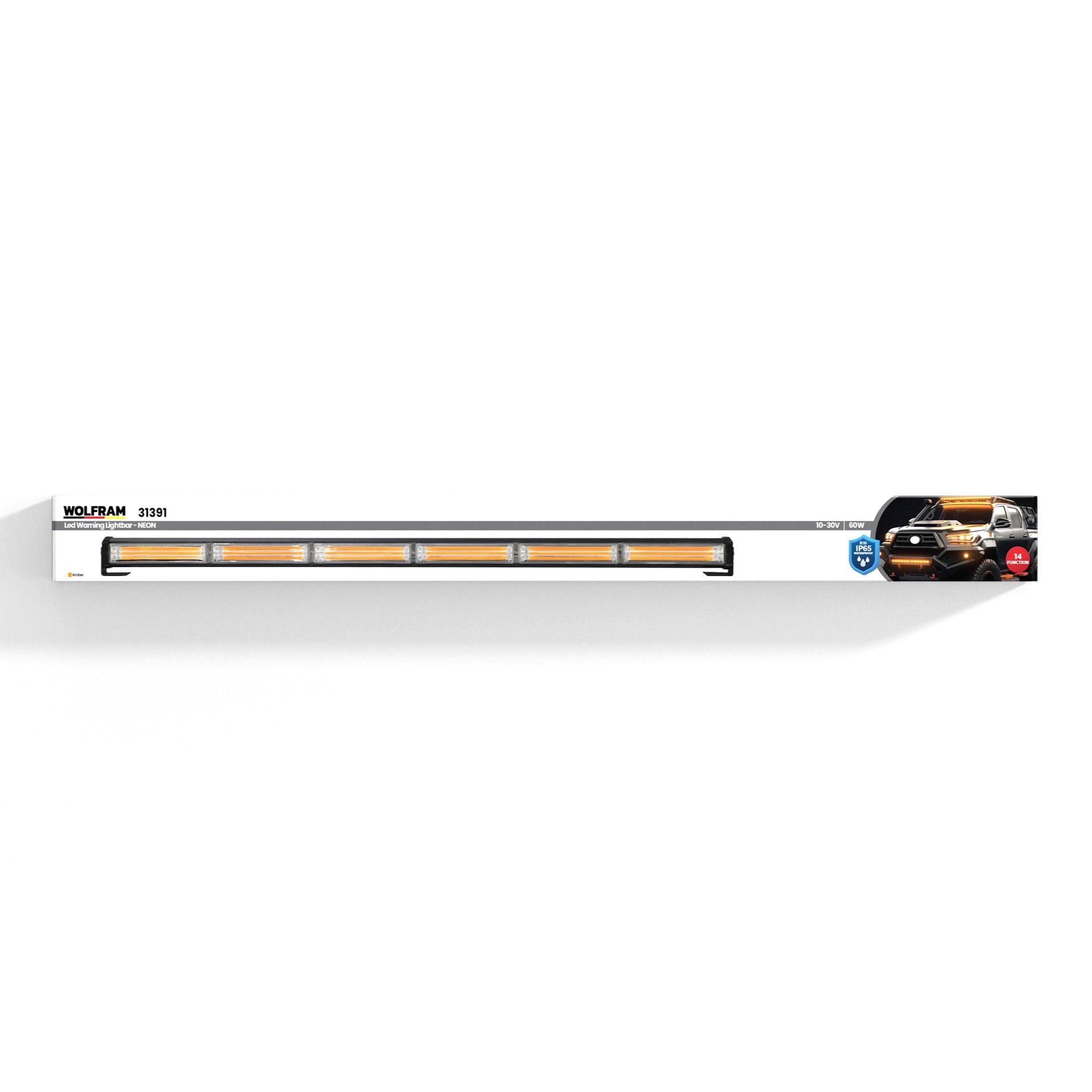WOLFRAM 31391 12V-24V TEPE LAMBASI NEON İKAZLI LED 14 FONKSİYONLU 60W 91 CM E BELGELİ