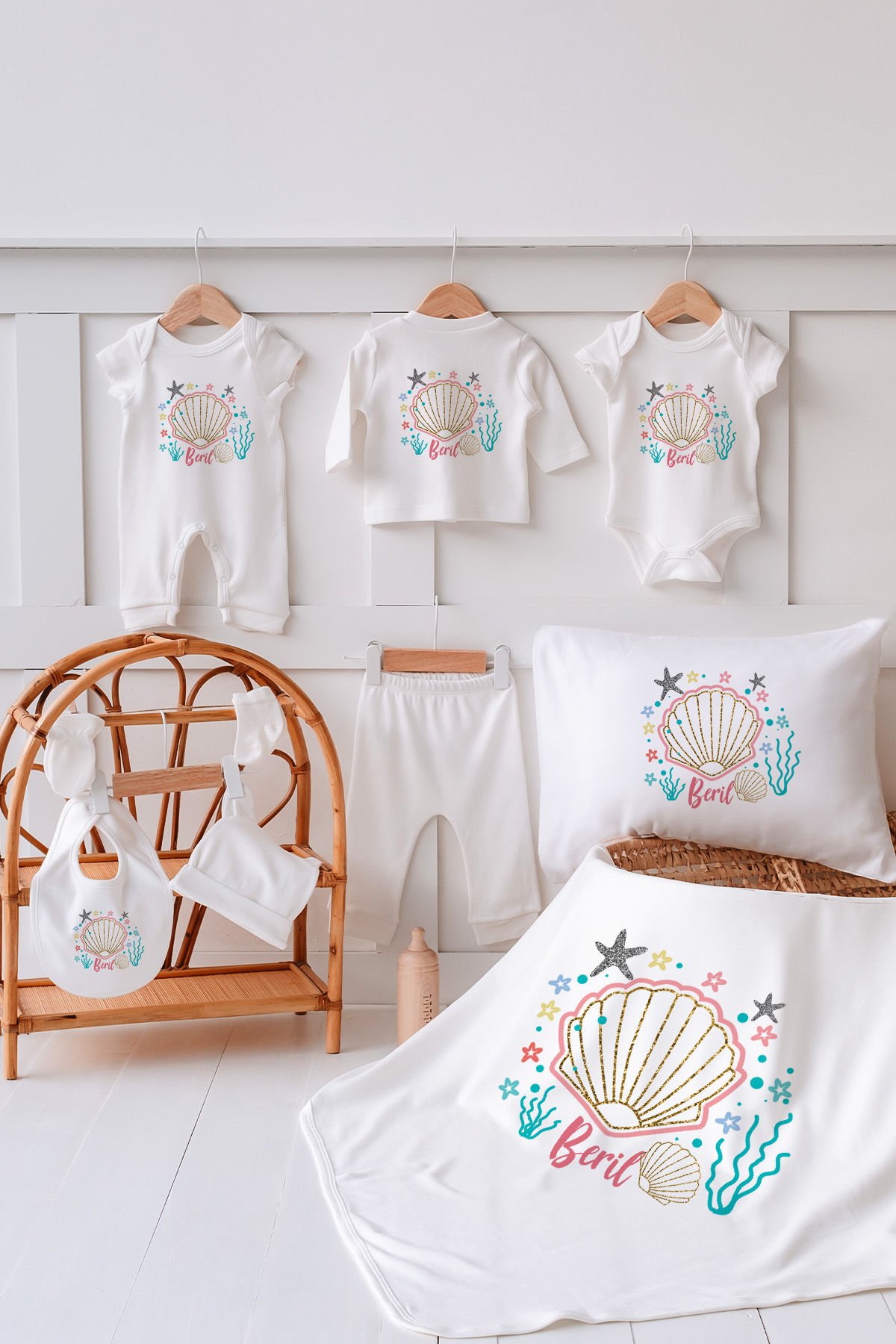 Lilabio Unisex İsme Özel Yazlık 10LU Hastane Çıkışı Mercan