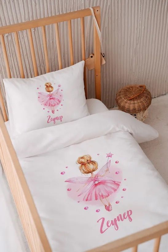 %100 Pamuk Saten İsme Özel 100x150 Bebek Yatak Nevresim Seti Peri