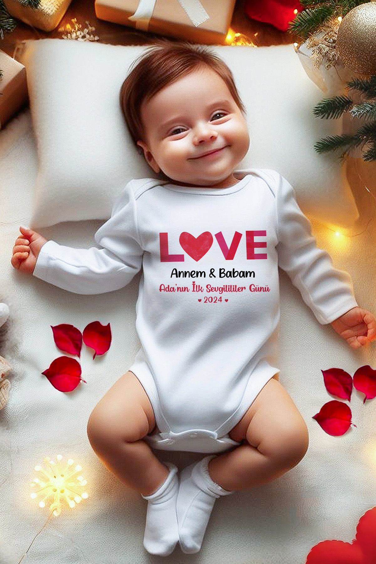 Sevgililer Günü Temalı Bebek Body