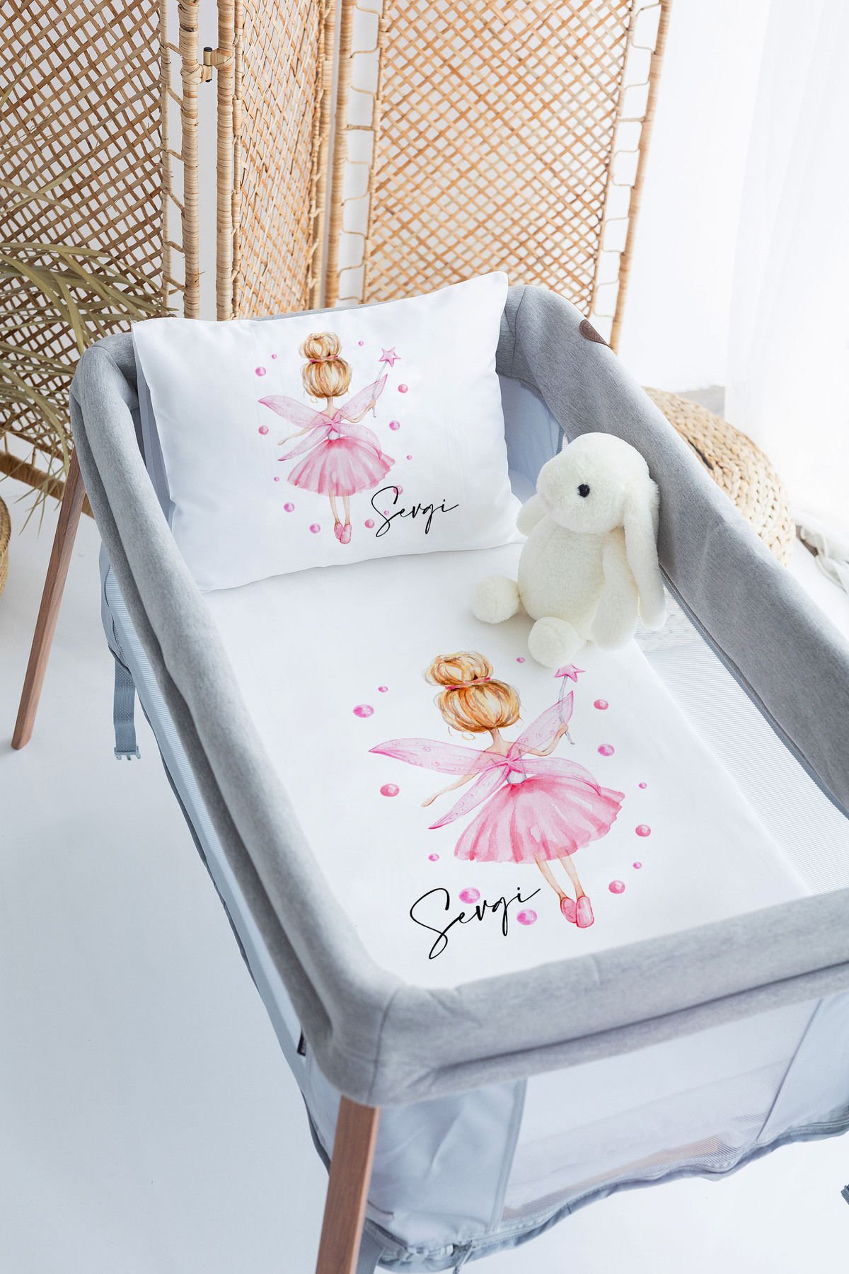 %100 Delux Pamuk İsme Özel 70x120 Park Yatak Nevresim Takımı Prenses