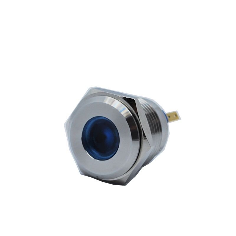 Butto J16-170P-BD IP67 16mm Yassı Kafa Metal Led Sinyal Lambası 6-24VAC/DC Mavi