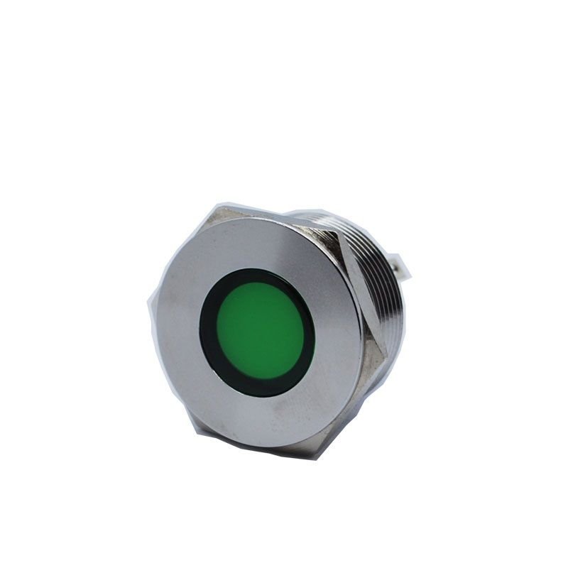 Butto J22-170P-GD IP67 22mm Yassı Kafa Metal Led Sinyal Lambası 6-24VDC Yeşil