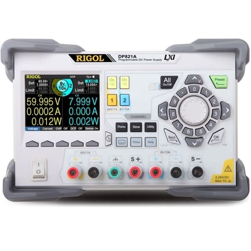 Rigol DP821A 140W 8V 10A/60V 1A Çift Çıkışlı Programlanabilir DC Güç Kaynağı