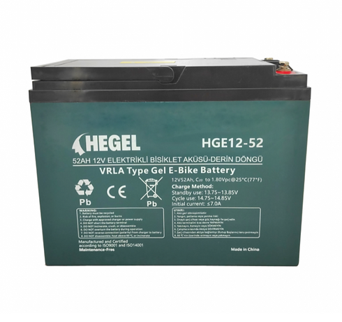 Hegel 52 Ah 12V Elektrikli Bisiklet Aküsü