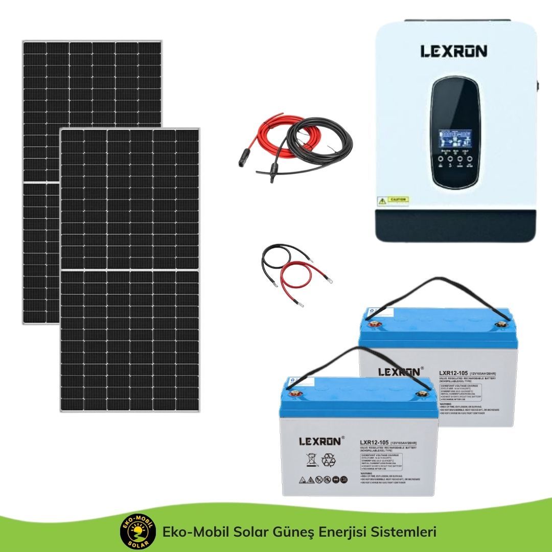 Hazır Solar Paket 3kW 2x 450W Topcon 2x 105Ah Jel