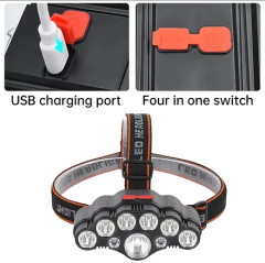USB Şarjlı 9 LED'li Kafa lambası 4 mod (Çok Al Az Öde)