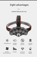 USB Şarjlı 9 LED'li Kafa lambası 4 mod (Çok Al Az Öde)