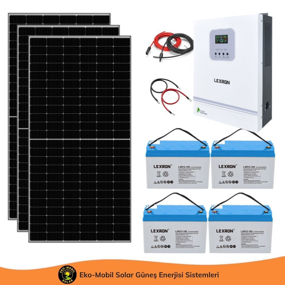 Hazır Solar Paket 3kW 3x 600W Topcon 4x 105Ah Jel