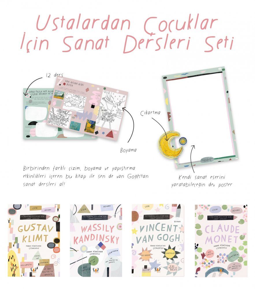 Ustalardan Çocuklar Için Sanat Dersleri Van Gogh - Klimt - Kandinsky - Monet 4 Lü Set