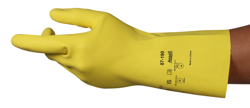ANSELL ALPHATEC 87-190 MEDİUM DOĞAL LATEKS KAUÇUK KAPLI EKSTRA İNCE GIDA UYUMLU KİMYASAL DİRENÇLİ İŞ ELDİVEN
