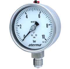 MANOMETRE KOMPLE PASLANMAZ Q63 0-6 BAR GLİSERİNLİ ALT ÇIKIŞ