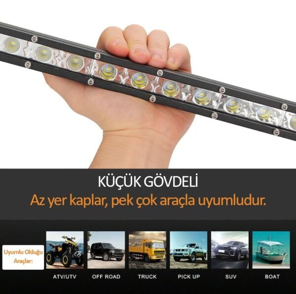 144W 48 Led Tek Sıra OffRoad Yayıcı Gündüz Farı Lambası Projektör