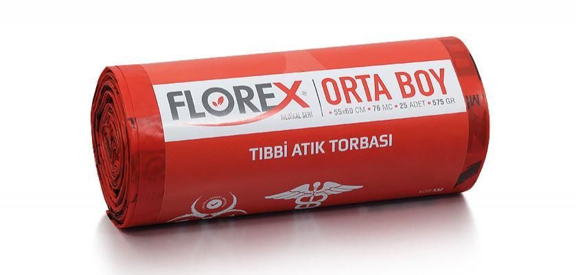 Tıbbi Atık Poşeti Orta Boy 55 cm x 60 cm 25'li Rulo