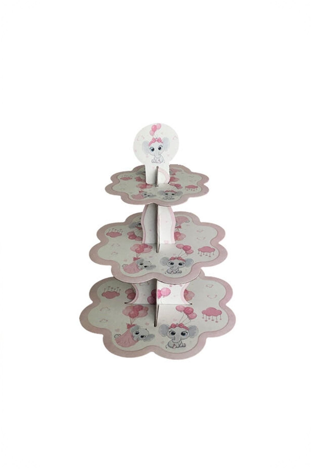 Kek Standı Altın Karton Cup Cake Standı Sarı 3 Katlı Piramit Kurabiye Kulesi