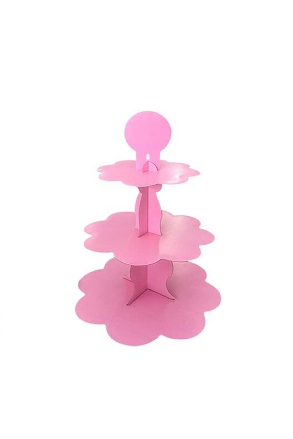 Kek Standı Altın Karton Cup Cake Standı Sarı 3 Katlı Piramit Kurabiye Kulesi