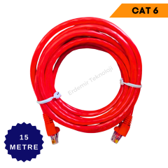 CAT 6 PATCH NETWORK İNTERNET KABLOSU KIRMIZI 15 METRE